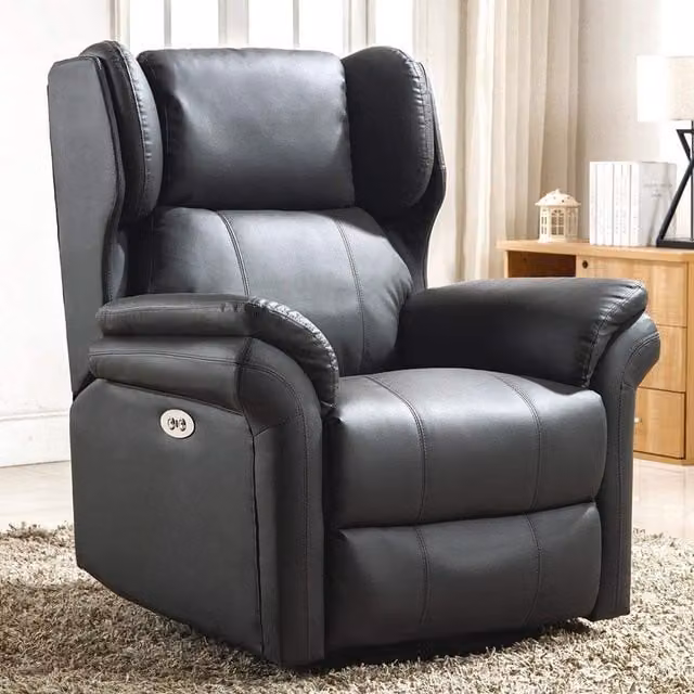 More4Homes Oakford Electric Auto Recliner Wingback Chair in Grey Bonded Leather with USB Port