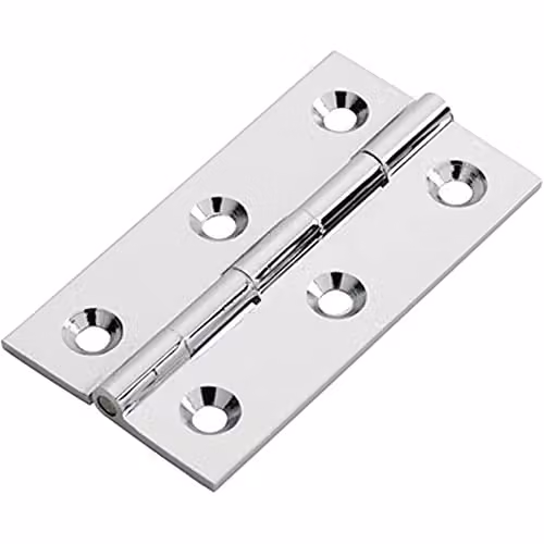 Loops Pair of Polished Chrome Screw-on Cabinet Hinges, W/D/H: 64 x 35 x 2 mm