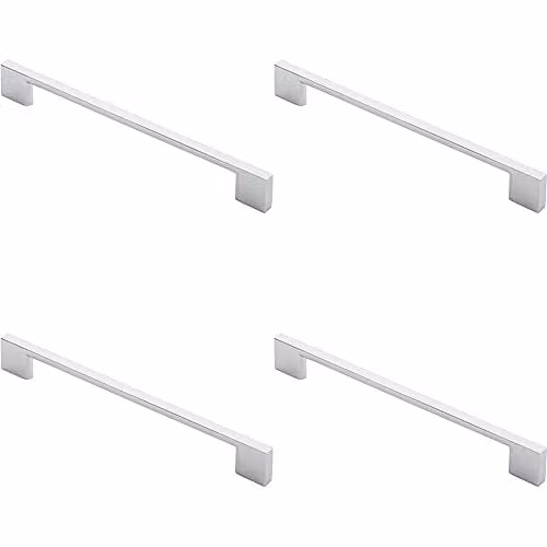 Loops 4 Pack Slim D-Shape Bow Pull Handles in Polished Chrome, W: 22.0 cm, H: 8.5 mm, Fixing Centres: 192 mm
