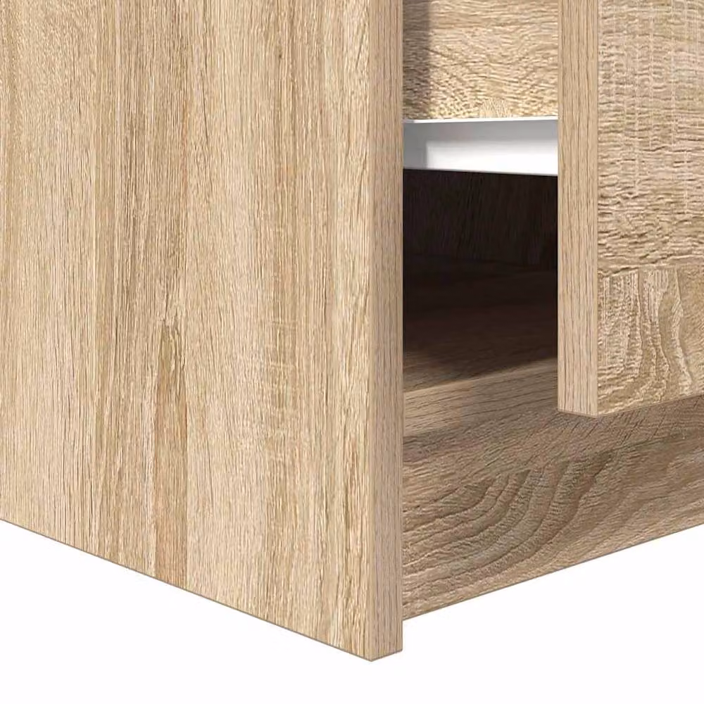 Berkfield Home Decorative Coffee Table with Drawers in Sonoma Oak and Beige, W/D/H: 100 x 100 x 40 cm – 2