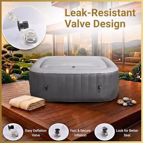 SHATCHI Grey Inflatable Square Hot Tub Spa Cover, W/D: 140 x 140 cm – 5