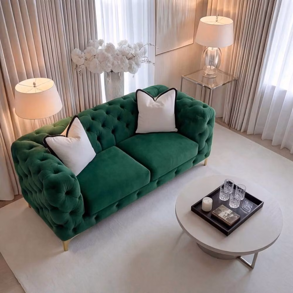 Sofaya Monaco 2 Seater Chesterfield Velvet Sofa in Green – 3