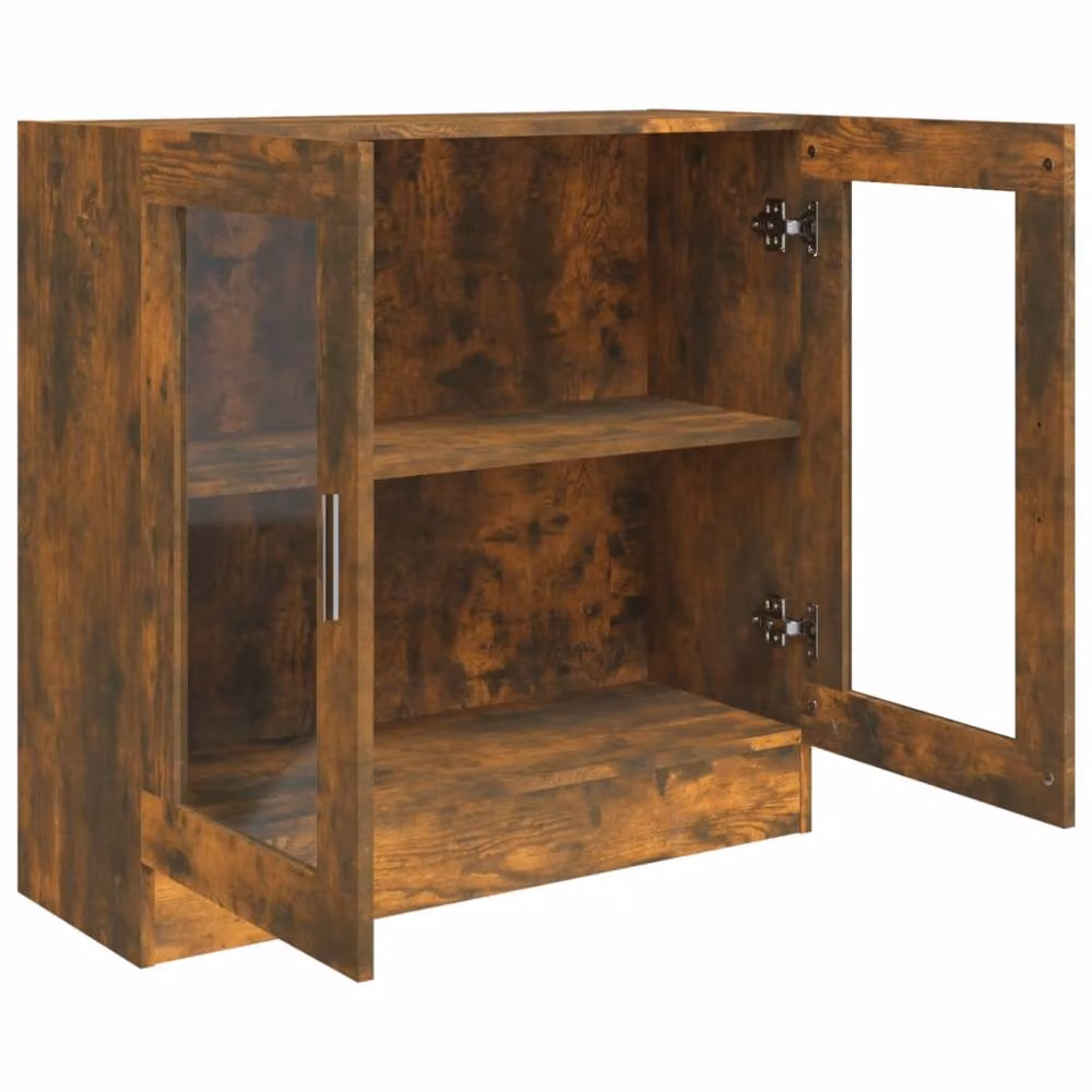 Berkfield Home Vitrine Cabinet in Smoked Oak, Brown, W/D/H: 82.5 x 30.5 x 80 cm – 3