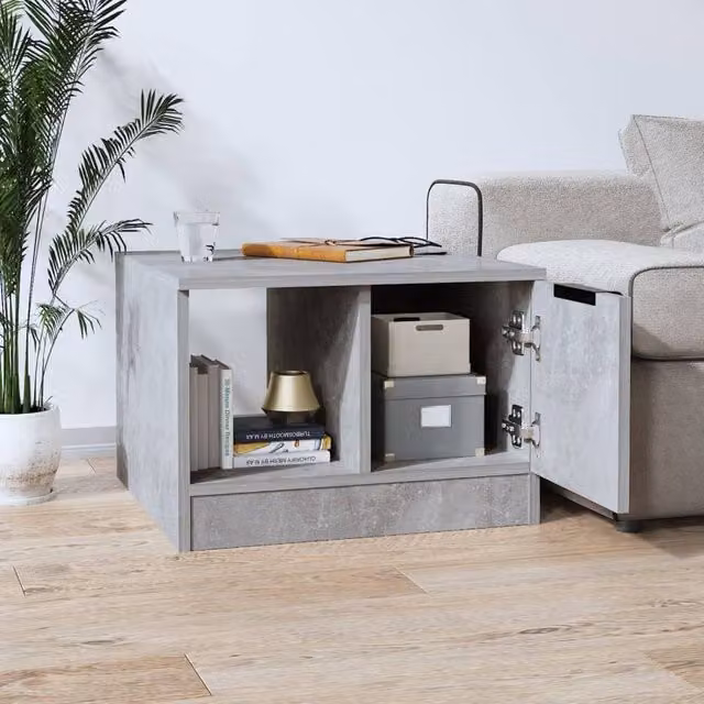 Berkfield Home Decorative Coffee Table in Concrete Grey, W/D/H: 50 x 50 x 36 cm
