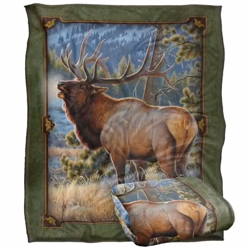 JQ Licensing Elk Meadow Silky Touch Super Soft Fleece Throw Blanket, White, W/D/H: 152 x 127 cm – 1