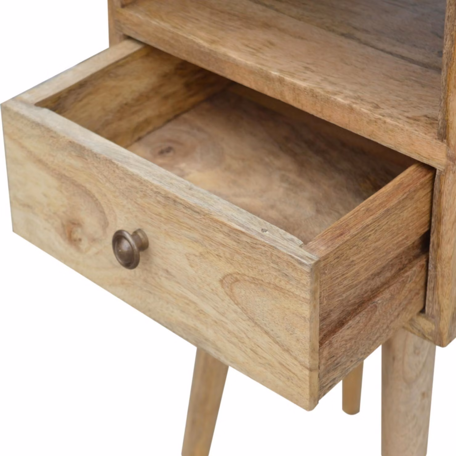Aosom UK Solid Wood Mini Bedside Table with Drawer and Open Storage Slot, Brown, W/D/H: 30 x 30 x 57 cm – 3