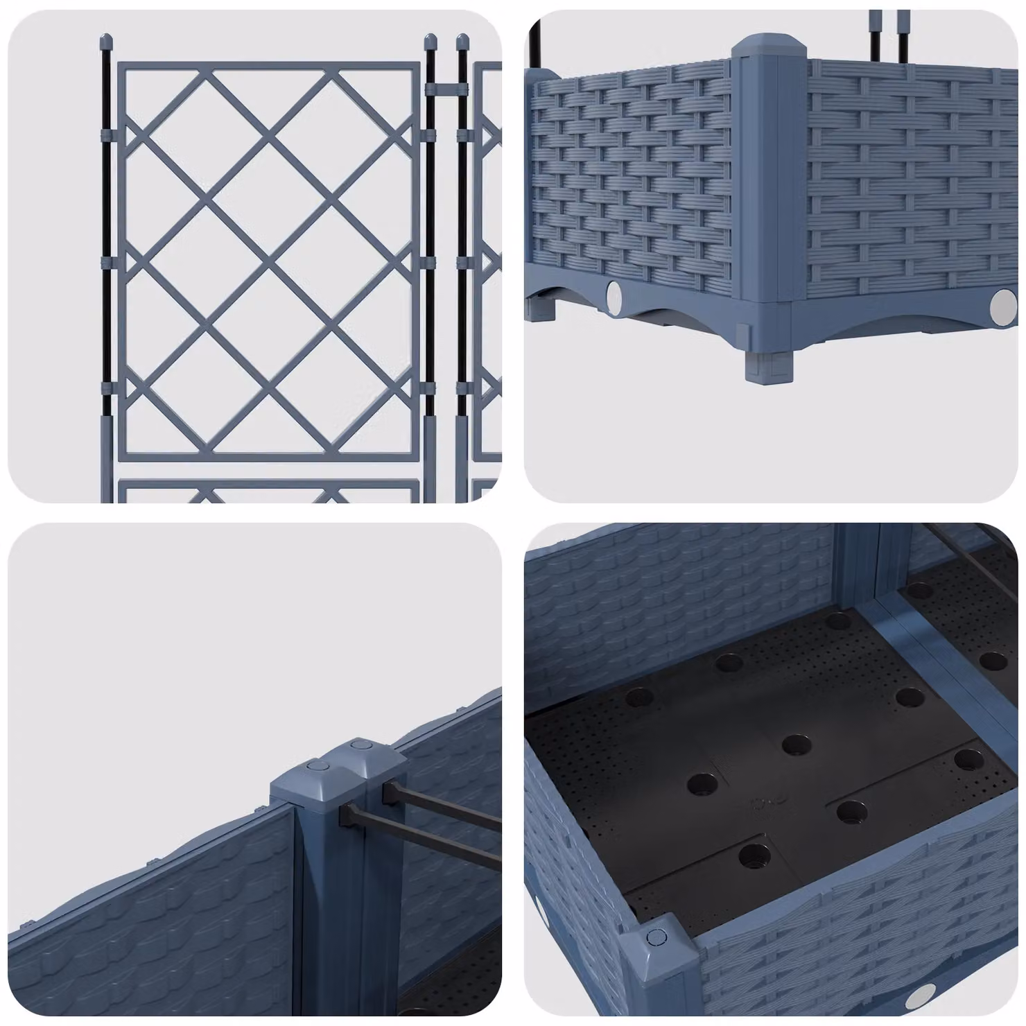 Berkfield Home Garden Planter with Trellis, 3 Piece Set, Grey, W/D/H: 120 x 40 x 125.5 cm – 4