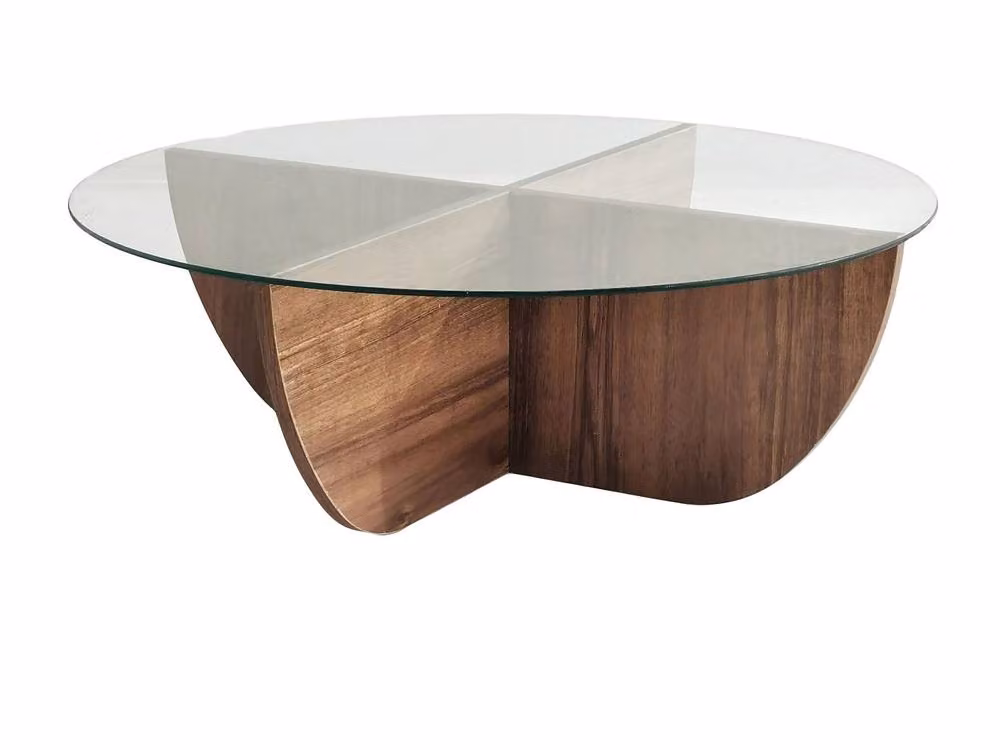 Vente-unique AYSUN Square Tempered Glass Coffee Table in Brown and Transparent, W/D/H: 90 x 90 x 30 cm – 2
