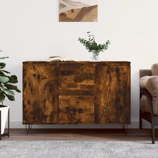 Berkfield Home Smoked Oak Sideboard in Brown, W/D/H: 104 x 35 x 70 cm