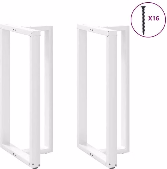 Berkfield Home Modern T-Shaped Bar Table Legs, 2 Pieces, White Steel, W: 60 cm, D: 35 cm, H: 110-111 cm