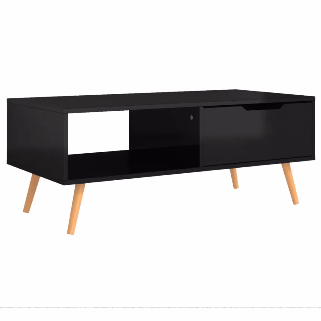 Berkfield Home High Gloss Black Coffee Table, W: 100 cm, D: 49.5 cm, H: 43 cm – 2