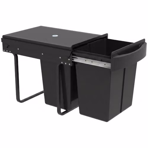 HOMCOM Black Pull Out Kitchen Under Sink Bin with Soft-Close Mechanism and Removable Inner Bucket, 40L – 1
