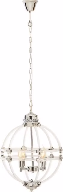Fifty Five South Orsina Sphere Pendant Light in Clear Acrylic and Chrome Finish, Silver – 1