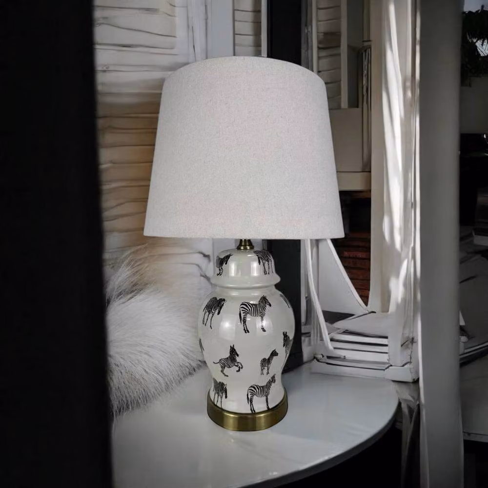Minster Ceramic Table Lamp and Shade in Grey, W/D/H: 18 x 18 x 40 cm – 2