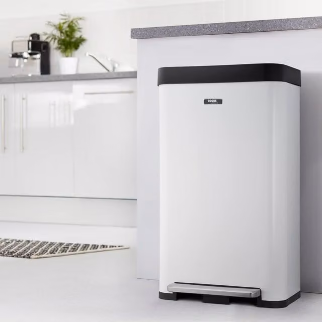 Cooks Professional XL 65L Pedal Bin with Soft Close Lid in White – 1