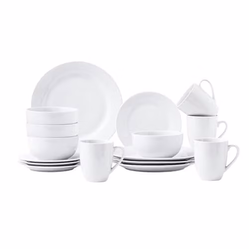 Simpa Timeless 16-Piece White Porcelain Dinner Service Set – 1