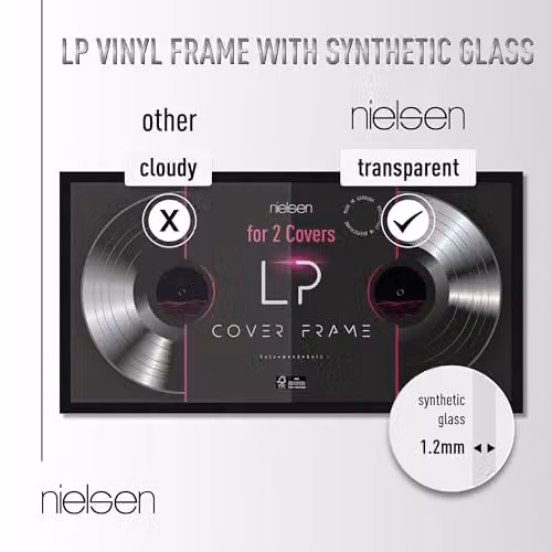 Nielsen Design Black Wood Double Vinyl Record Display Frame, W/D/H: 63.3 x 31.4 x 2.5 cm – 4