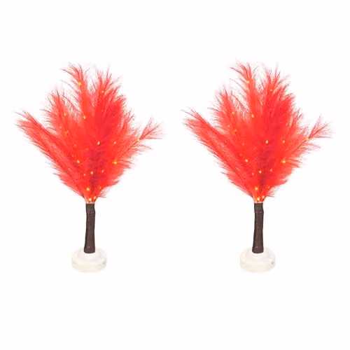 SHATCHI 2-Piece Red Feather Tree Table Lamp with Warm White LEDs, Height: 70 cm – 1