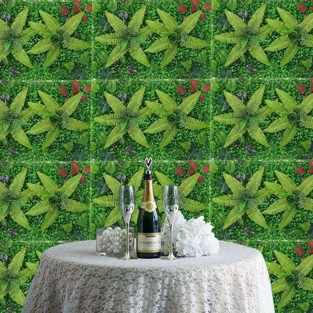 Livingandhome Green Artificial Hedge Wall with Boxwood and Ferns Floral Design