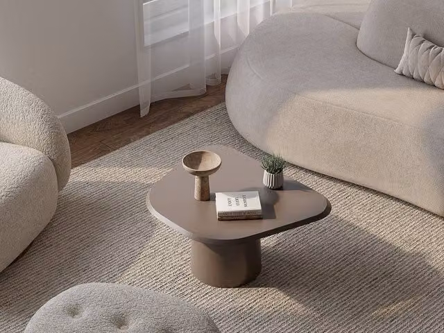 Vente-unique ZINARA Metal Coffee Table in Taupe Brown – 1