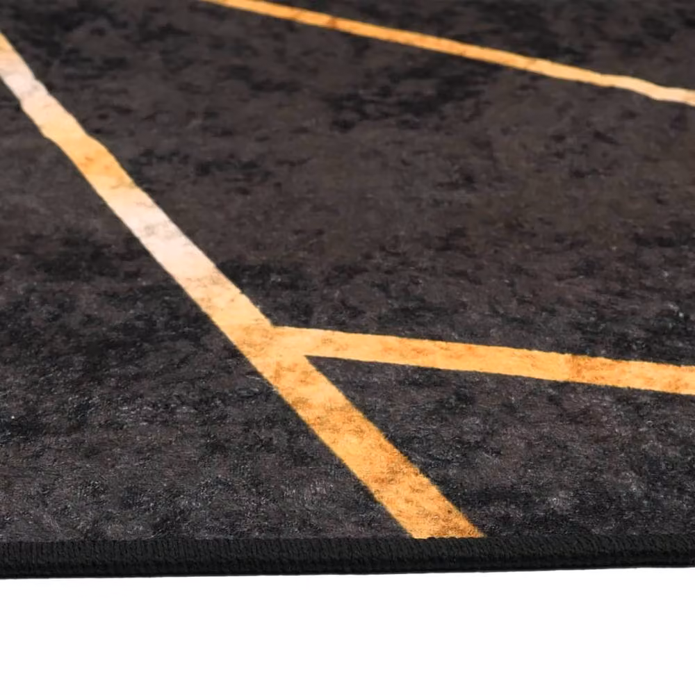 Berkfield Home Washable Anti Slip Rug in Black and Gold, W: 80 cm, L: 300 cm – 4