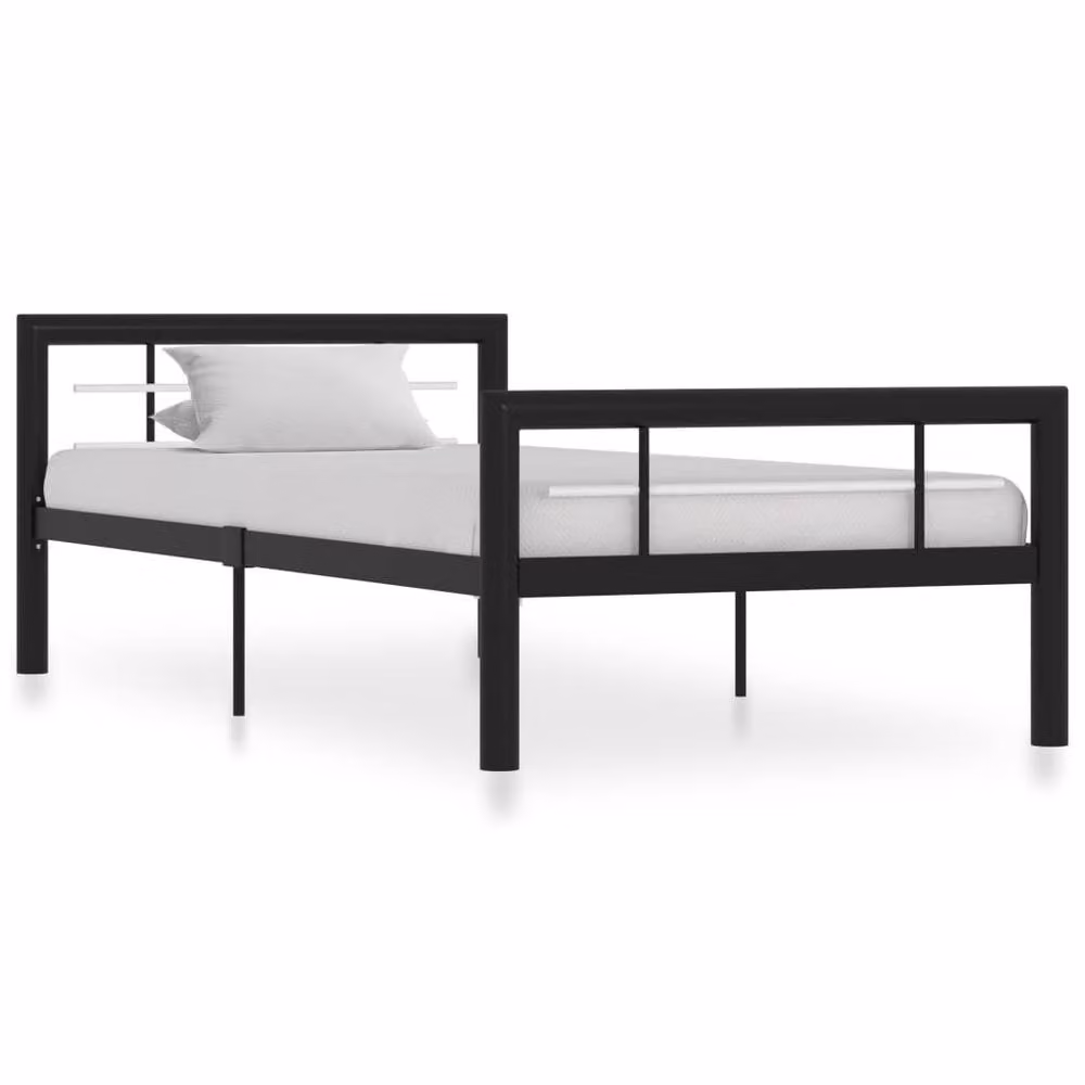 Berkfield Home Metal Bed Frame in Black and White, W/D/H: 100 x 200 cm – 2