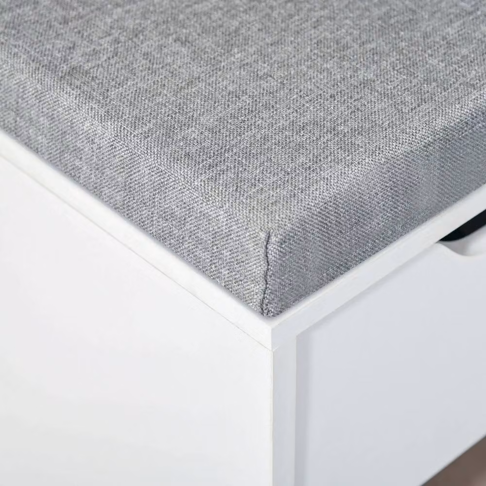 STILVORA Shoe Storage Bench with Fabric Cushion in White – 3