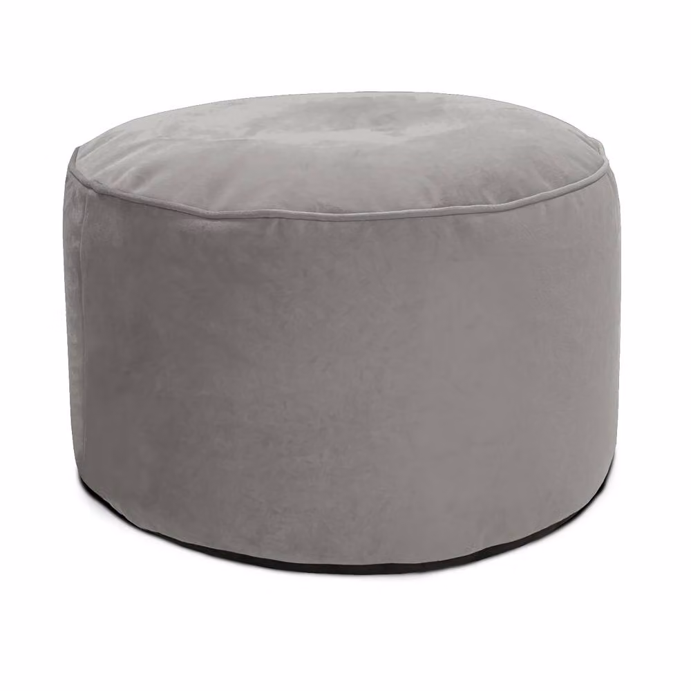 rucomfy Velvet Pouffe Indoor Bean Bag Footstool in Light Grey – 4