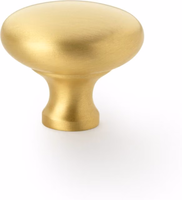 Handle & Home Brushed Brass Round Curved Kitchen Cabinet Knob, 38mm