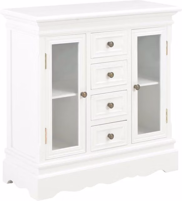 Berkfield Home White Solid Pine Wood Sideboard, W/D/H: 70 x 28 x 70 cm