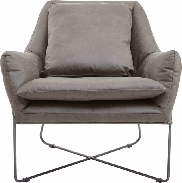 Orsina Mid-century Grey Faux Leather Accent Chair with Metal Frame – 1