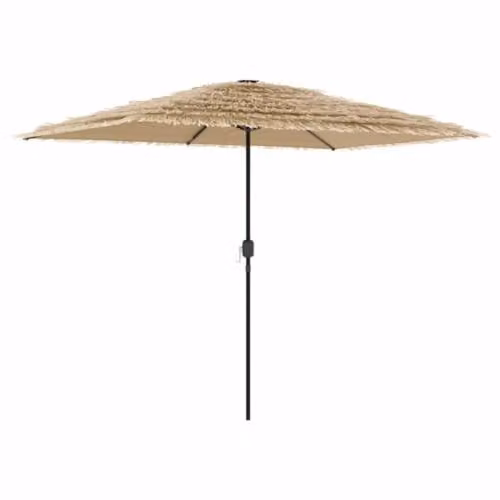 vidaXL Garden Parasol with Steel Pole and Polyester Canopy, Brown, W: 300 cm, D: 200 cm, H: 250 cm