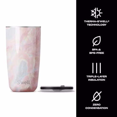 S'well Pink Geometric Tumbler with Lid, 530ml – 3