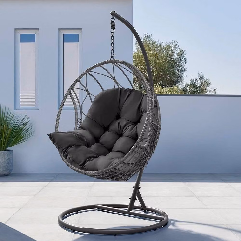 NESTLUNE Large U Shaped Black Polyester Seat Pad for Hanging Egg Chairs, W/D/H: 190 x 100 x 15 cm – 4