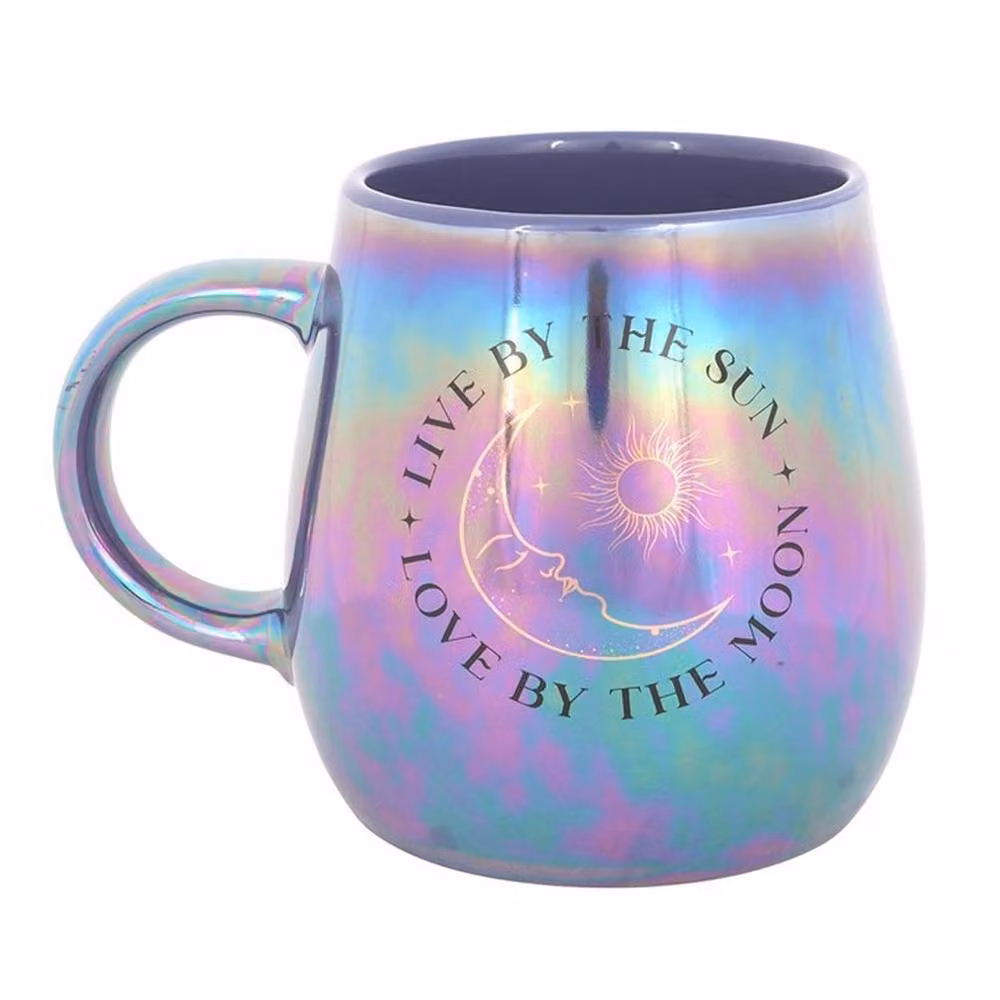 Uniqueful Live by the Sun Love by the Moon Iridescent Multicolour Ceramic Mug, 1000ml – 2