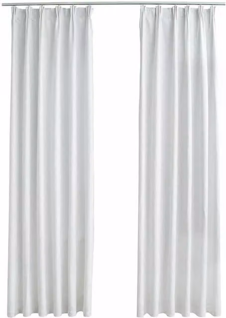 Berkfield Home White Blackout Curtain Fabric Panels with Hooks, 2 Pack, W: 140 cm, H: 245 cm