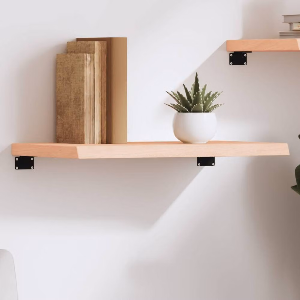 Berkfield Home Wall Shelf in Untreated Solid Light Oak, W/D/H: 60 x 30 x 2-4 cm – 1