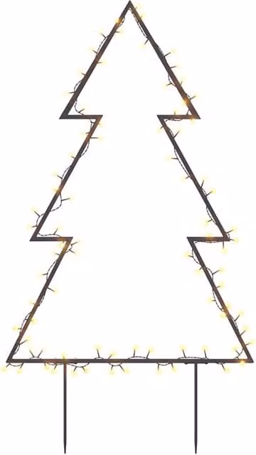 Berkfield Home Christmas Tree Light Decoration with Spikes, 80 LEDs, Black, Height: 60 cm