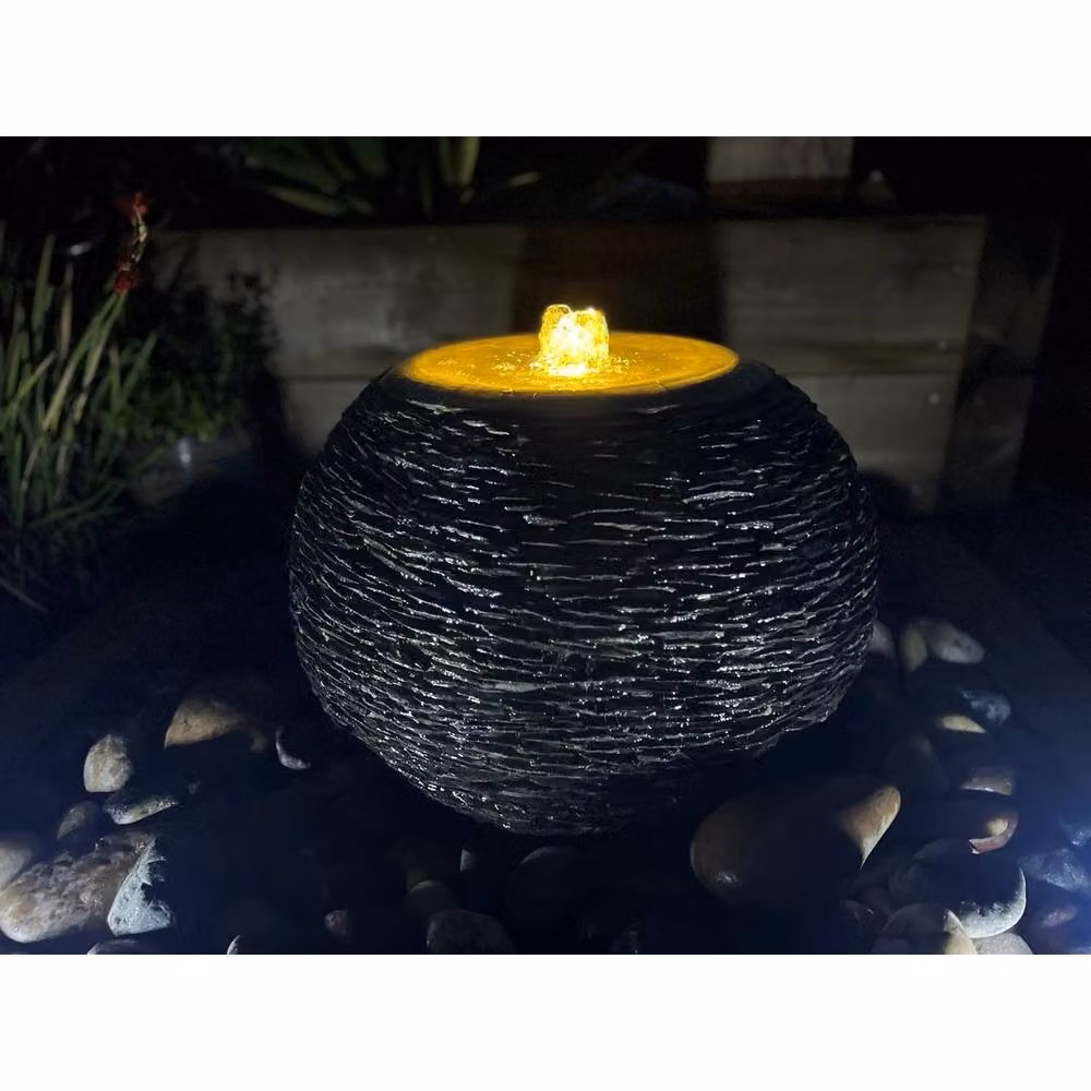 Buttercup Farm Arius Natural Slate Garden Fountain with Pump and Light, Grey – 3