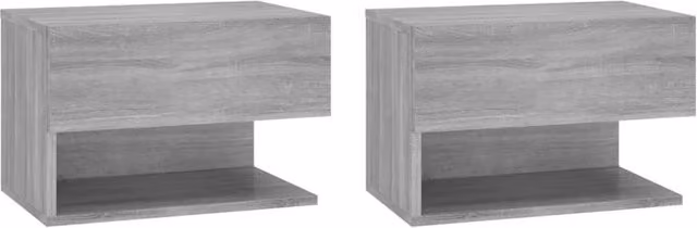 Berkfield Home Wall-mounted Bedside Cabinets, 2 Piece Set in Grey Sonoma