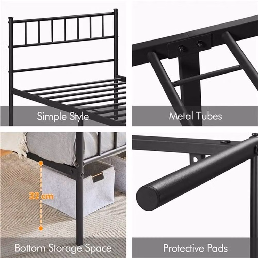 KORVIXA Single Metal Bed Frame, Black, W/D/H: 90 x 190 x 36.5 cm – 4