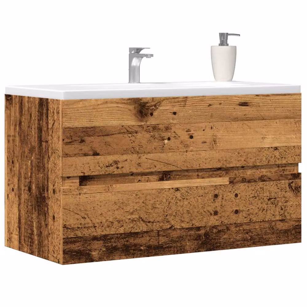 Berkfield Home Spacious Wall Mounted Bathroom Hanging Cabinet in Brown Old Wood W/D/H: 80 x 38.5 x 45 cm – 2