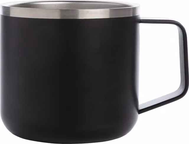 XD Design Stainless Steel Double Walled Camp Mug in Black, 350 ml