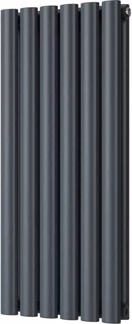 UK Radiators Omeara Anthracite Elliptical Tube Horizontal Designer Double Panel Radiator, W: 348 mm, H: 800 mm