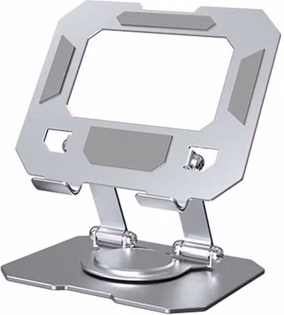 FLAVORA Foldable Metal Tablet Desktop Stand Holder in Metallic Silver – 1