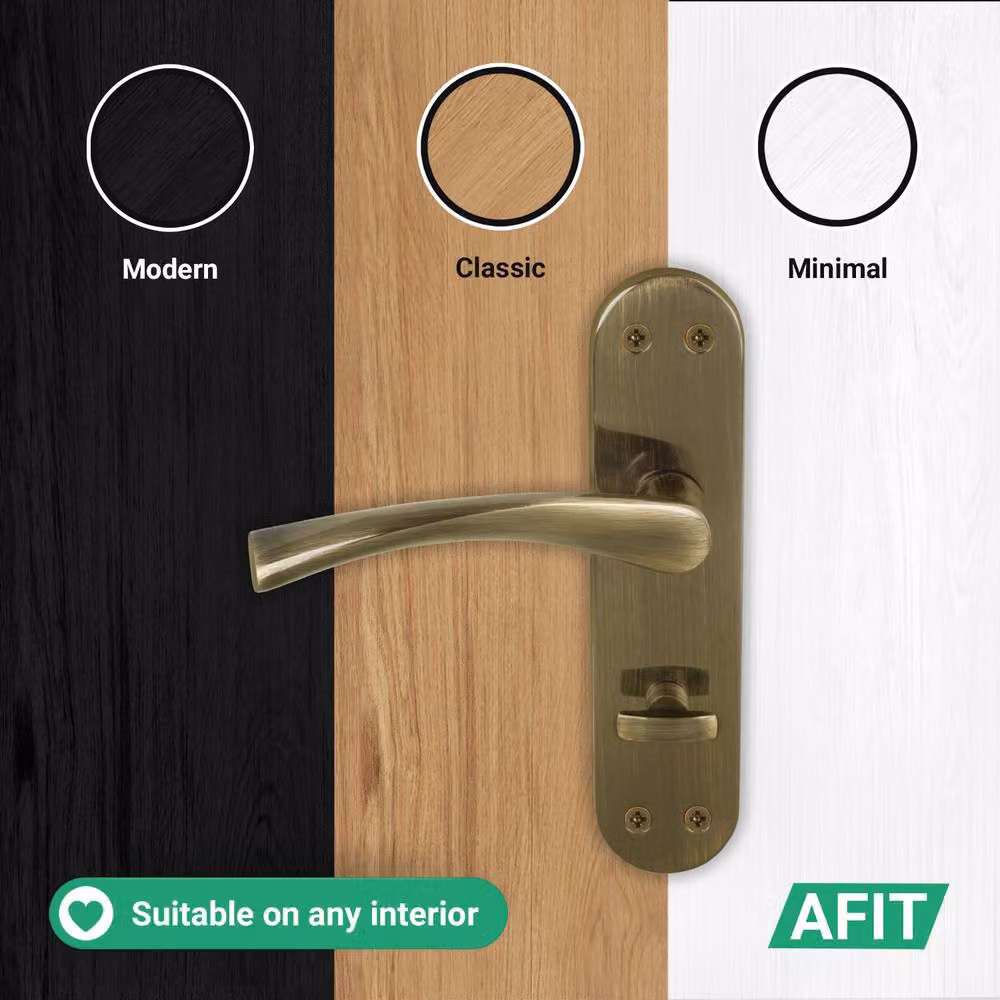 AFIT Antique Brass Twist Bathroom Door Handle with Backplate in Bronze, 1 Pair, W/D/H: 15.0 x 15.0 x 15.0 cm – 5