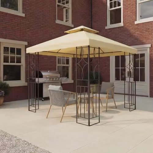 Charles Bentley Luxury Steel Art Outdoor Gazebo in Beige, W/D/H: 300 x 300 x 260 cm – 2