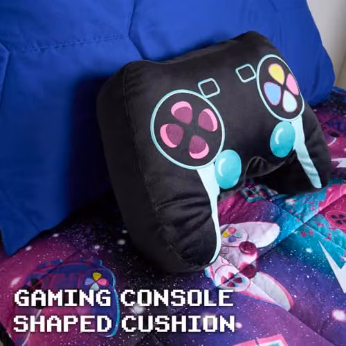 OHS Black Plush Gaming Controller Shaped Cushion, W: 30 cm x H: 23 cm – 2