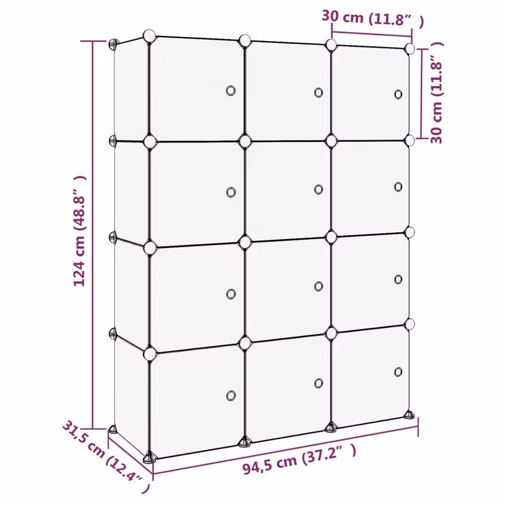 Berkfield Home 12-Cube Storage Organiser with Doors in Black – 4