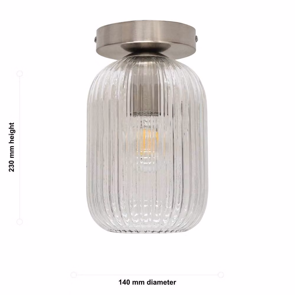 First Choice Lighting Batley Set of 2 Modern Ceiling Light Fittings with Transparent Glass and Silver Metal Finish – 3